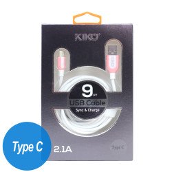 Type C 2.1A Tuff USB Cable with Premium Package 9FT (Pink)